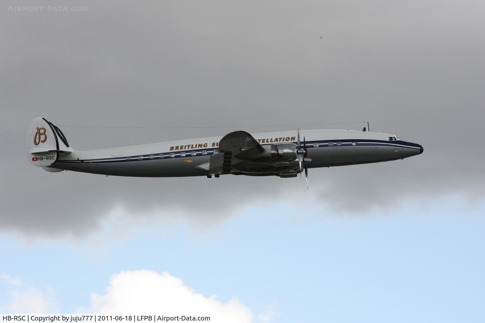 HB-RSC, 1955 Lockheed C-121C Super Constellation (L-1049F) C/N 1049F-4175, on training for SIAE 2011 with new peint