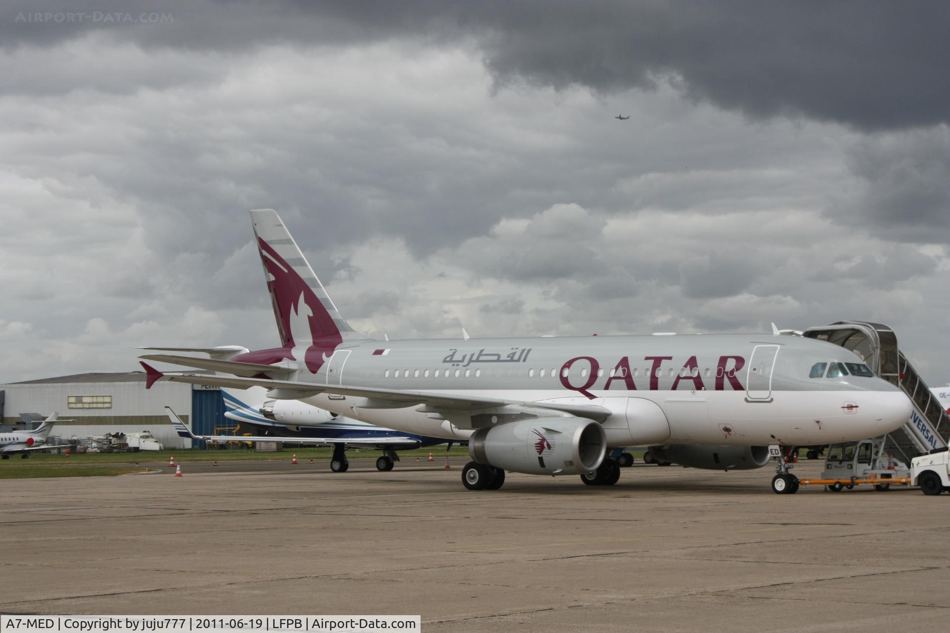 A7-MED, 2009 Airbus A319-133LR C/N 4114, on transit at Le Bourget