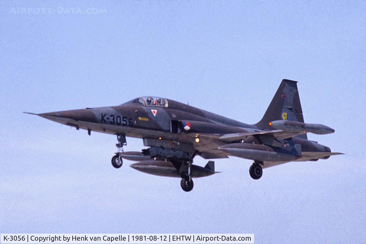 K-3056, 1971 Canadair NF-5A Freedom Fighter C/N 3056, NF-5A fighter-bomber of 315 squadron of the Royal Netherlands Air Force about to land at Twente air base.
