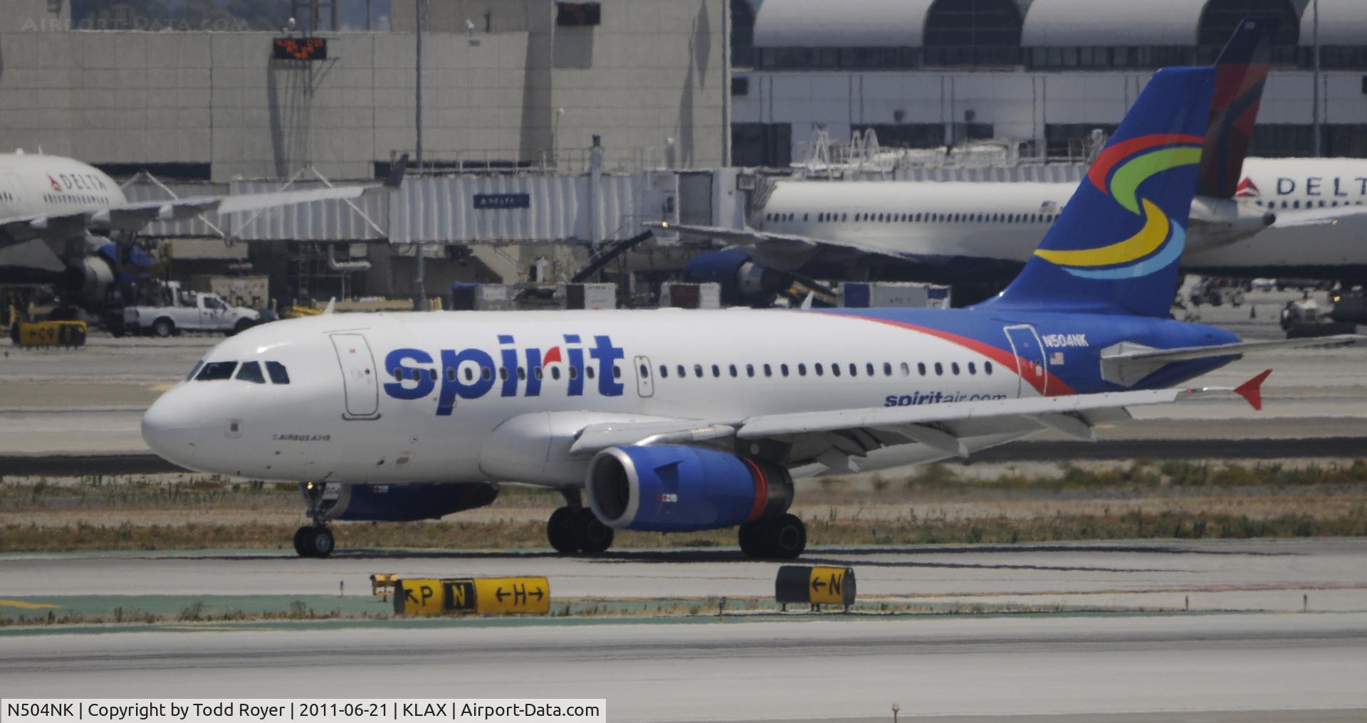 N504NK, 2005 Airbus A319-132 C/N 2473, Arriving at LAX
