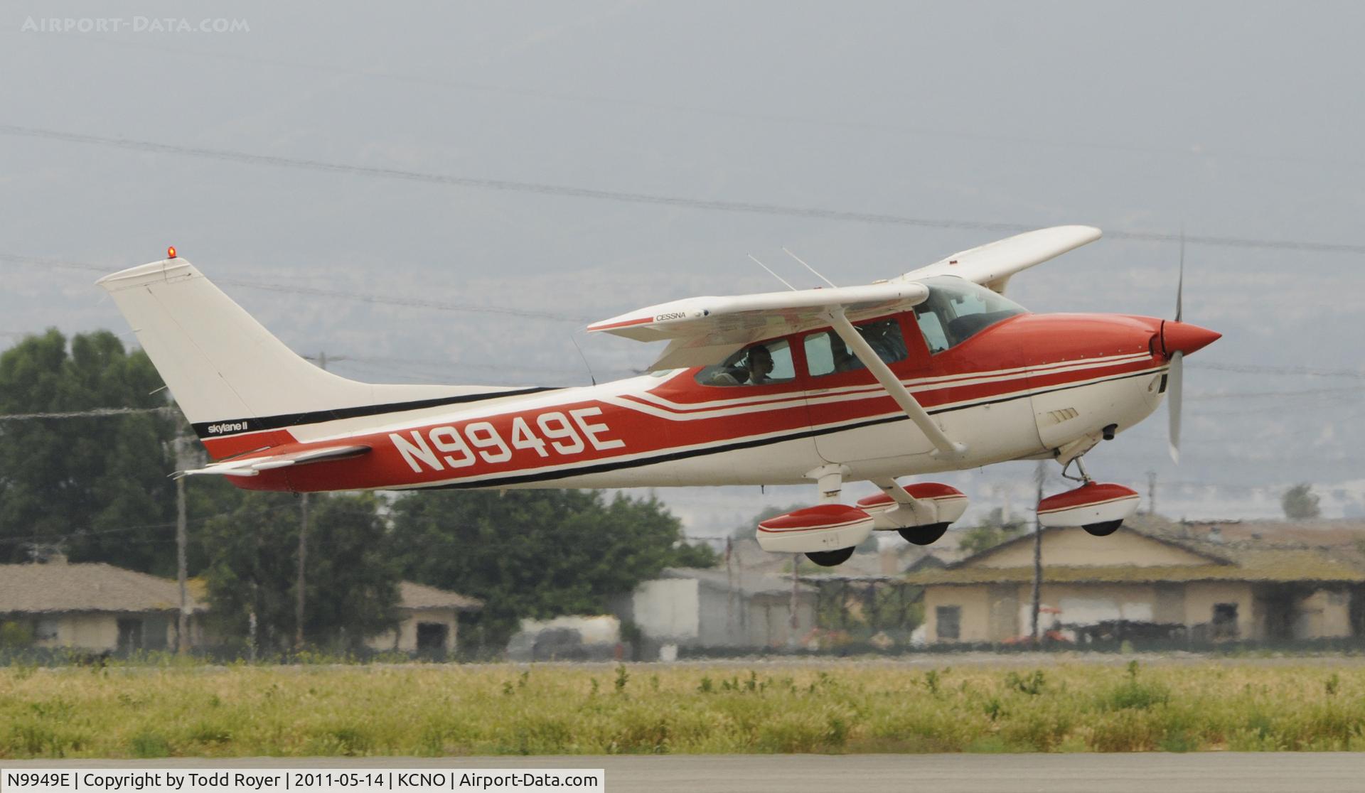 N9949E, 1975 Cessna 182P Skylane C/N 18264009, Departing Chino