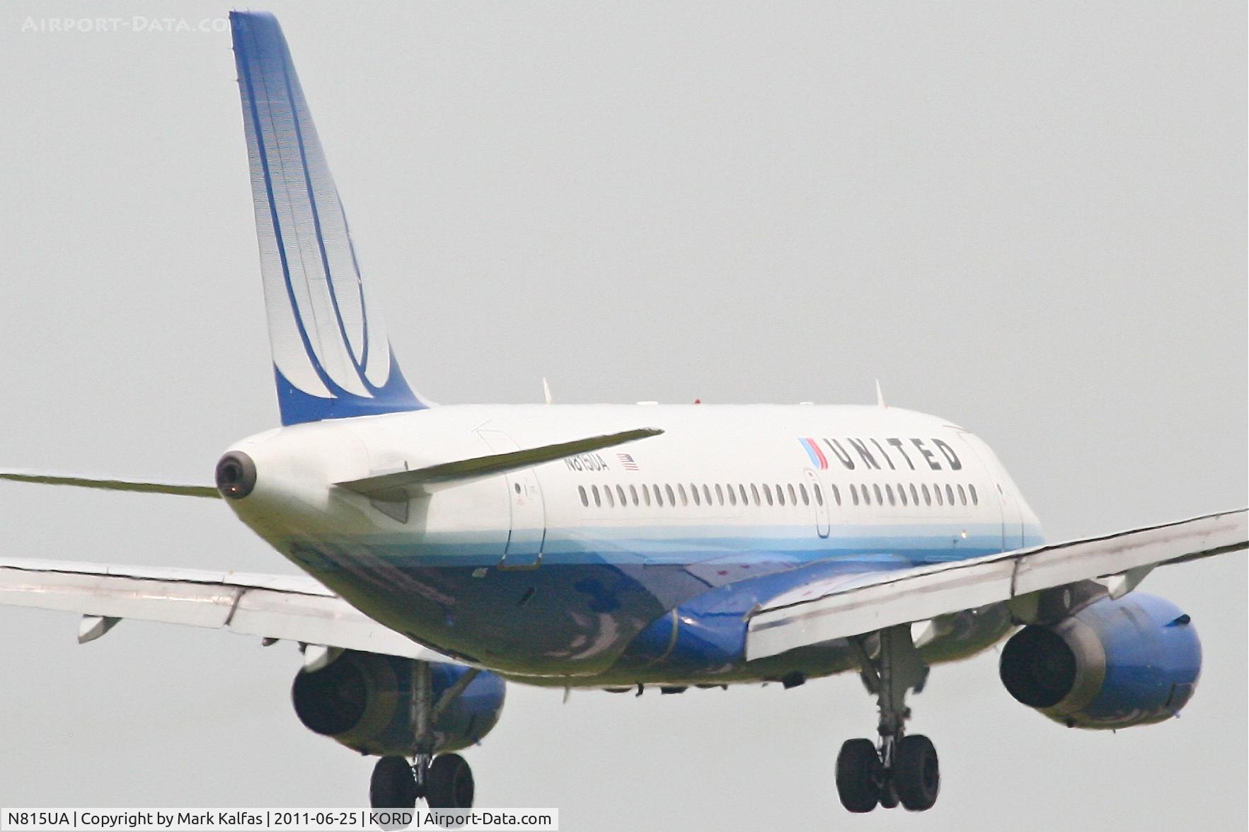 N815UA, 1998 Airbus A319-131 C/N 867, United Airlines Airbus A319-131, UAL380 arriving from Los Angeles, RWY 14R approach KORD.