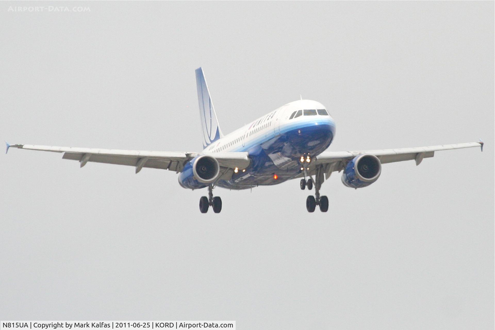 N815UA, 1998 Airbus A319-131 C/N 867, United Airlines Airbus A319-131, UAL380 arriving from Los Angeles, RWY 14R approach KORD.