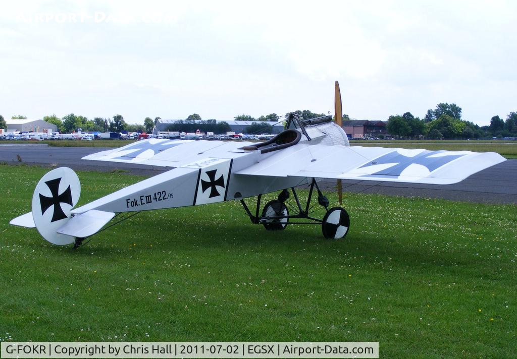G-FOKR, 2009 Fokker E.III Eindecker 3/4 Replica C/N GS-103, at the Air Britain flyin