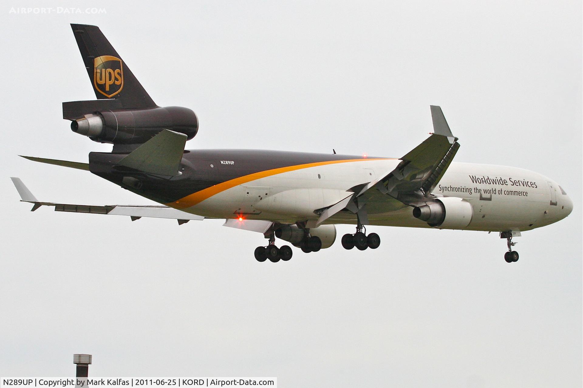 N289UP, 1992 McDonnell Douglas MD-11F C/N 48455, United Parcel Service Mcdonnell Douglas MD-11F, UPS1540 arriving from Cologne Bonn - EDDK, RWY 14R approach KORD.