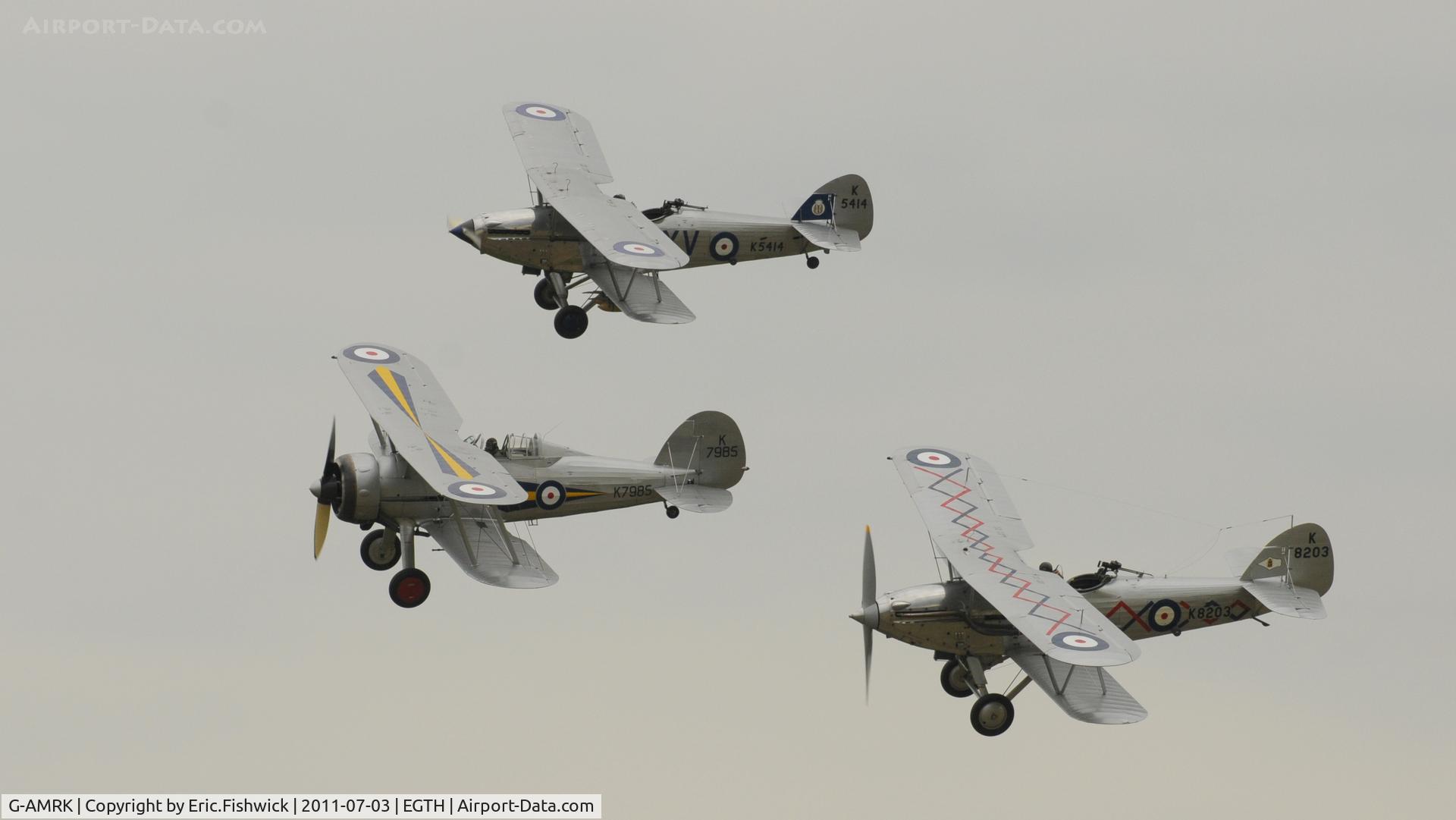 G-AMRK, 1937 Gloster Gladiator Mk1 C/N [L8032], 45. Gloster Gladiator leading the Demon and the Hind at Shuttleworth Military Pagent Air Display, July 2011.