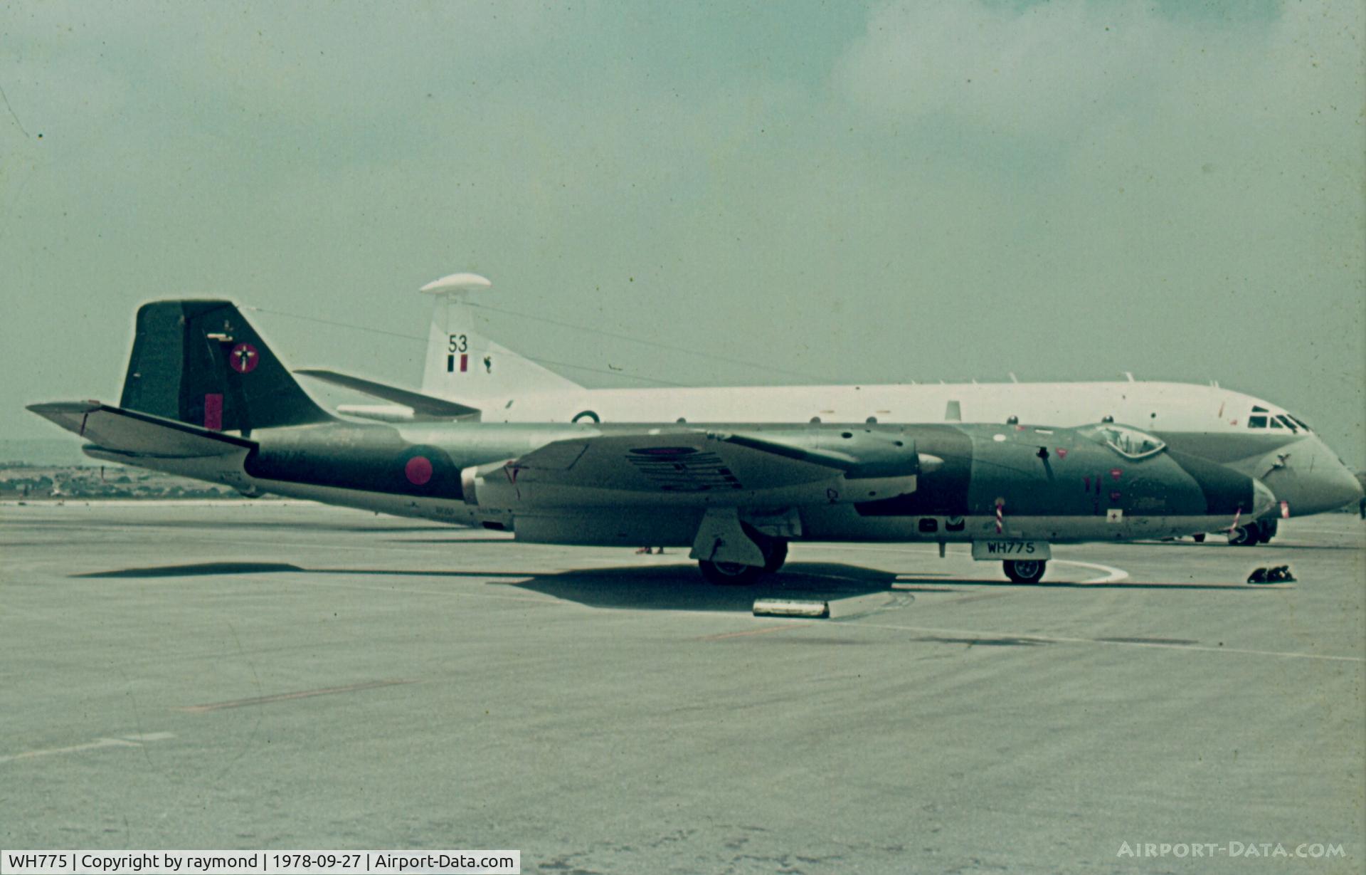 WH775, English Electric Canberra PR.7 C/N EEP71771, Canberra WH775 13Sqd with Nimrod XV253 of No 203 from RAF Luqa Malta in the background.
