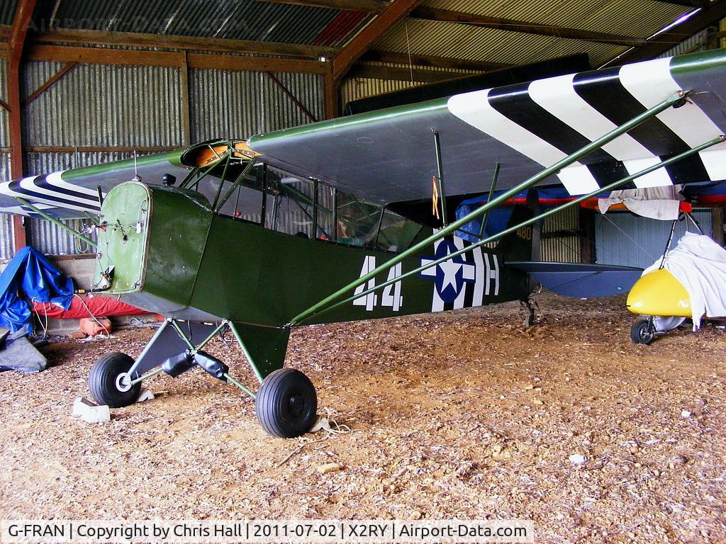 G-FRAN, 1944 Piper L-4J Grasshopper (J3C-65D) C/N 12617, resident at Rayne Hall Farm