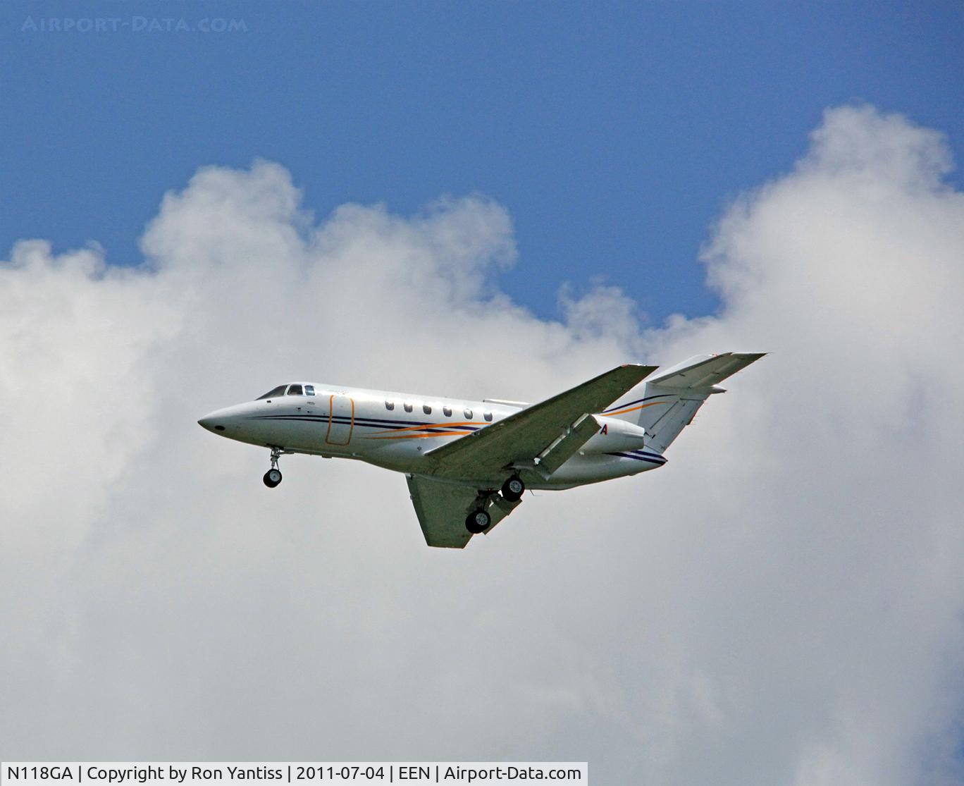 N118GA, British Aerospace BAe.125 Series 800A C/N 258108, On approach to Keene, NH shortly before a thunderstorm.