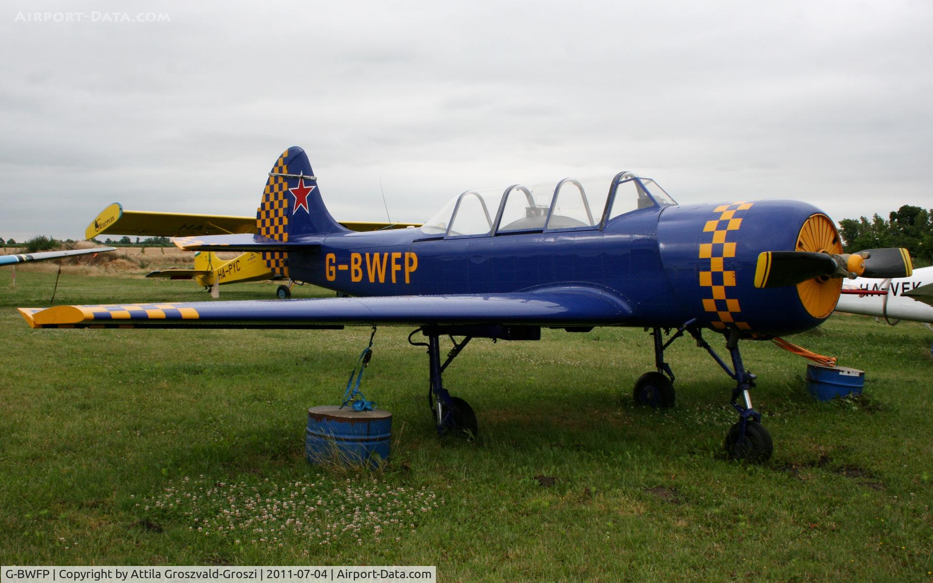 G-BWFP, 1985 Bacau Yak-52 C/N 855503, Air Service Base - Györszentiván-Böny Airfield