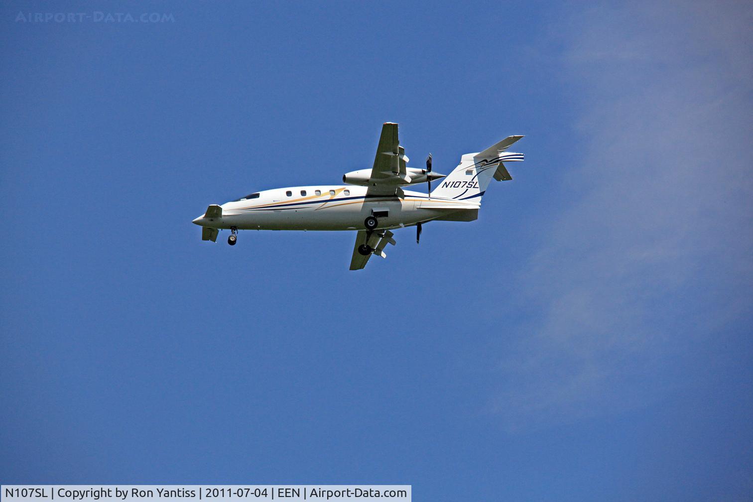 N107SL, 2003 Piaggio P-180 Avanti C/N 1073, Final approach to runway at Keene, NH