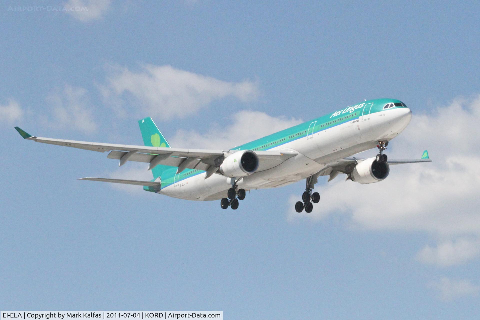 EI-ELA, 2010 Airbus A330-302X C/N 1106, Air Lingus Airbus A330-302X, EIN125 arriving from Dublin/EIDW, on approach RWY 14R KORD.