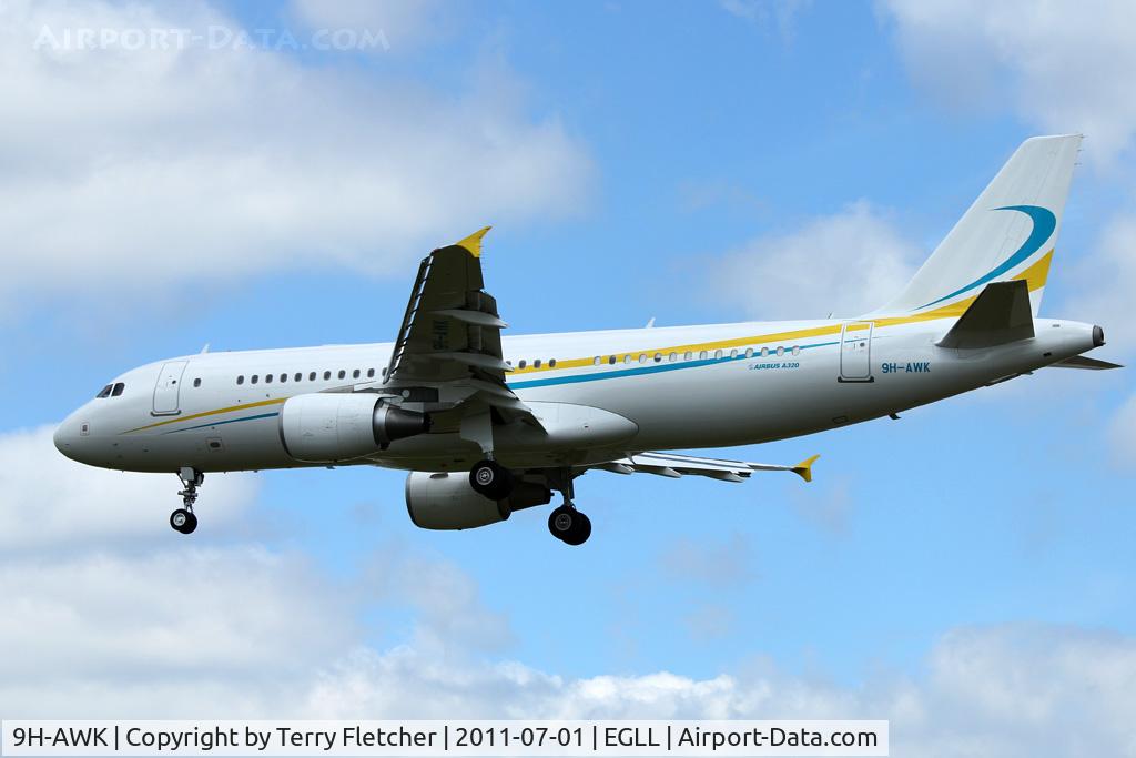 9H-AWK, 2010 Airbus ACJ320 (A320-214/CJ) C/N 4199, Comlux Aviation's 2010 Airbus A320-214(CJ) at Heathrow