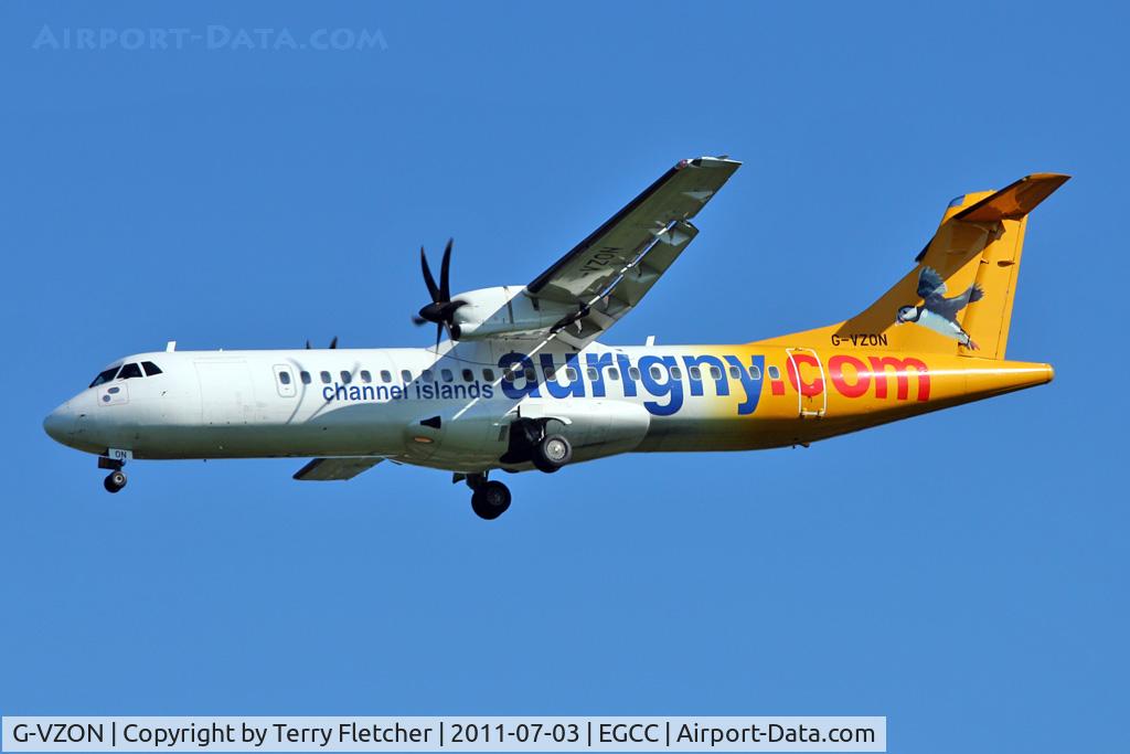 G-VZON, 2009 ATR 72-212A C/N 853, Auringy Airlines 2009 ATR 72-212A, c/n: 853 arriving at Manchester