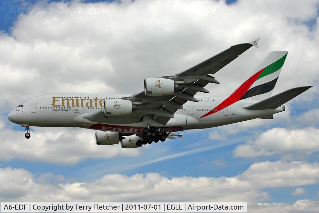 A6-EDF, 2006 Airbus A380-861 C/N 007, Emirates 2006 Airbus A380-861, c/n: 007 at Heathrow