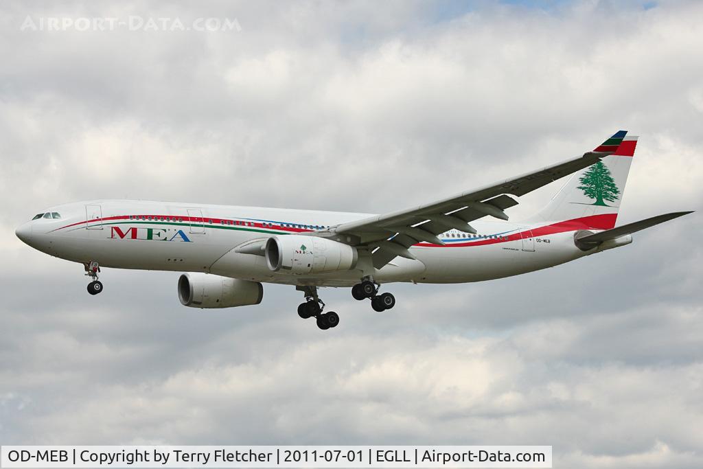 OD-MEB, 2009 Airbus A330-243 C/N 998, MEA's 2009 Airbus A330-243, c/n: 998 at Heathrow