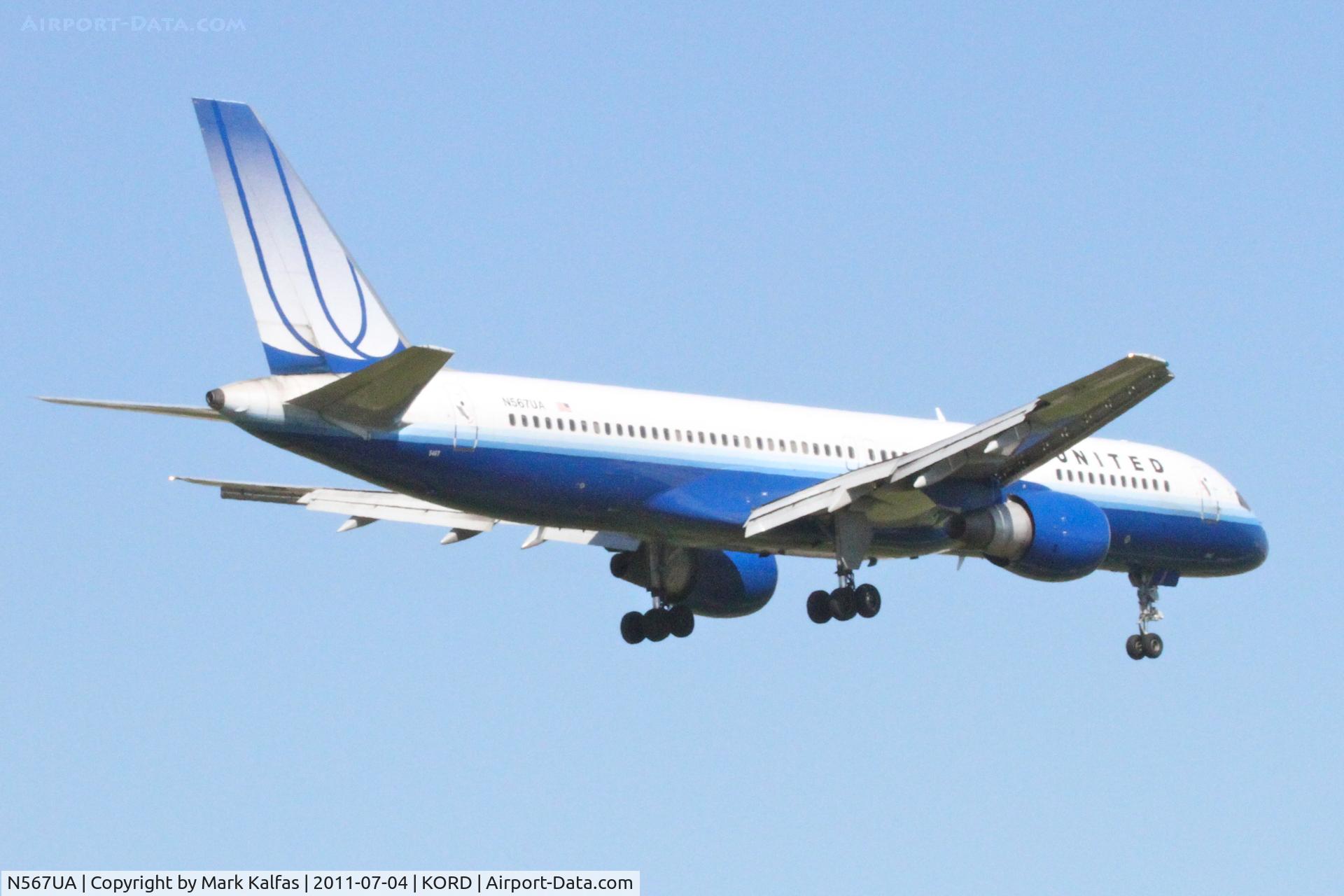N567UA, 1992 Boeing 757-222 C/N 26673, United Airlines Boeing 757-222, UAL683 arriving from KCLE, RWY 14R approach KORD.