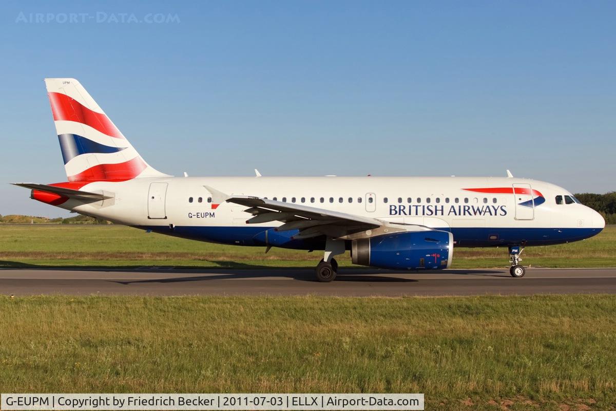 G-EUPM, 2000 Airbus A319-131 C/N 1258, taxying to the active