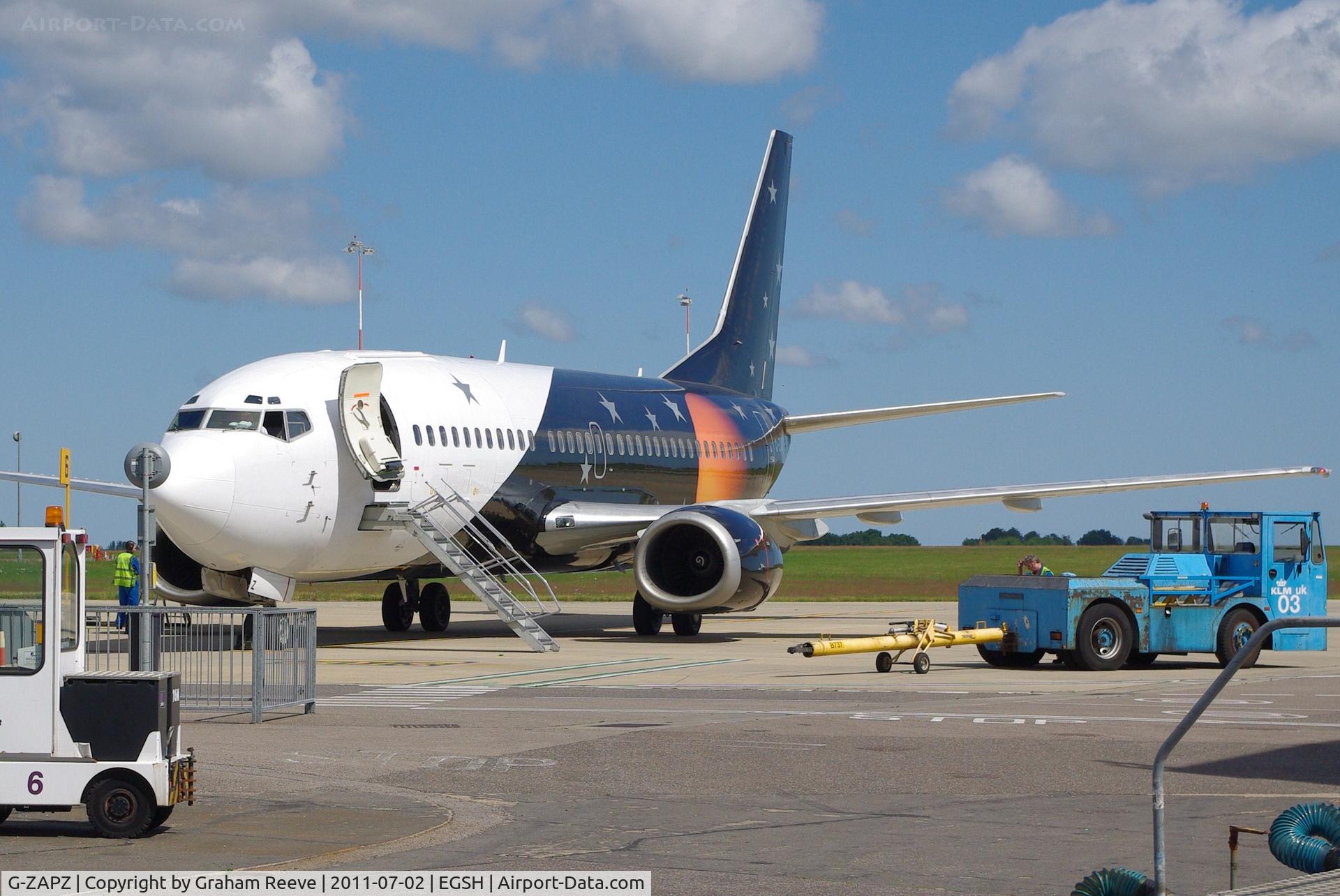 G-ZAPZ, 1991 Boeing 737-33A(QC) C/N 25401, On stand.
