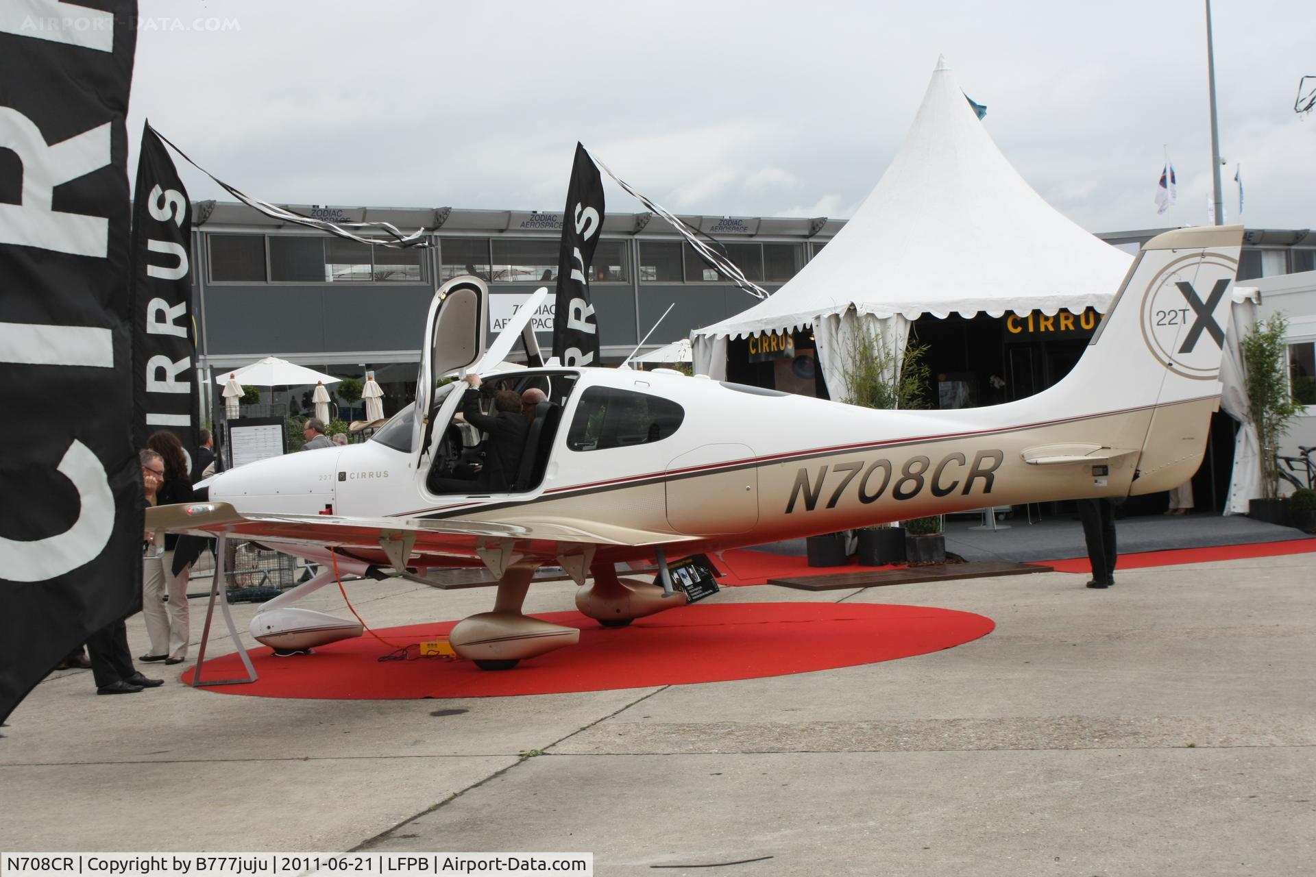 N708CR, Cirrus SR22T C/N 0002, on display at SIAE 2011