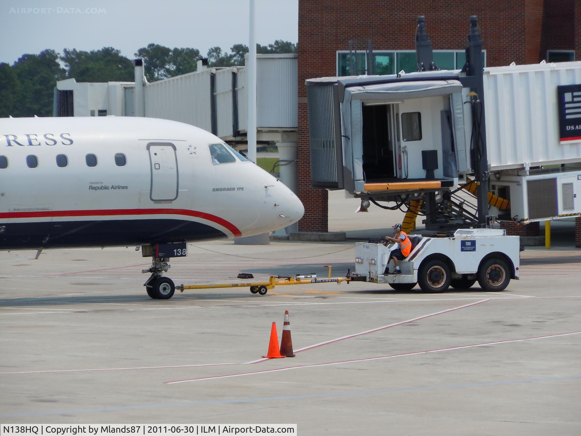 N138HQ, 2008 Embraer 175LR (ERJ-170-200LR) C/N 17000234, Push back from gate
