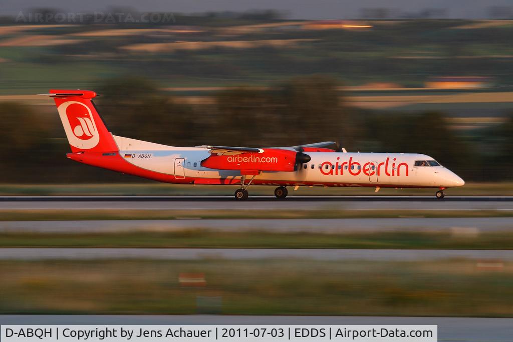 D-ABQH, 2009 De Havilland Canada DHC-8-402 Dash 8 C/N 4256, Take off on rwy 25 during the last light....