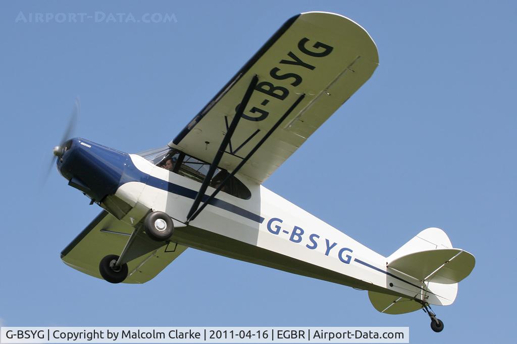 G-BSYG, 1947 Piper PA-12 Super Cruiser C/N 12-2106, Piper PA-12 at Breighton Airfield in April 2011.