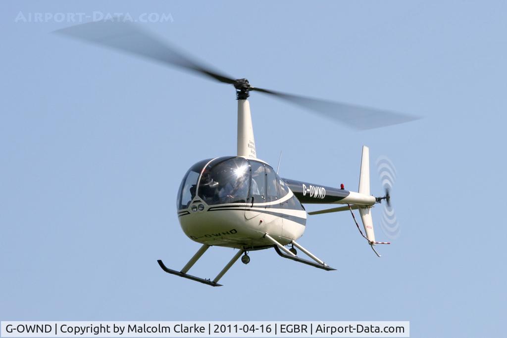 G-OWND, 1999 Robinson R44 Astro C/N 0644, Robinson R44 at Breighton Airfield in April 2011.