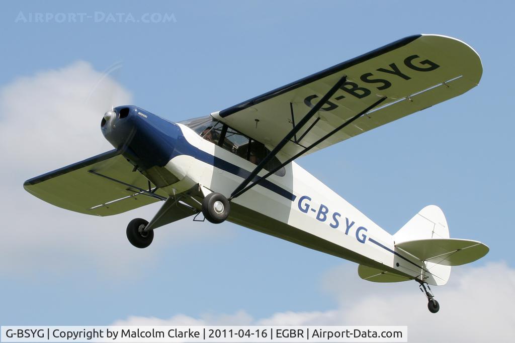G-BSYG, 1947 Piper PA-12 Super Cruiser C/N 12-2106, Piper PA-12 at Breighton Airfield in April 2011.