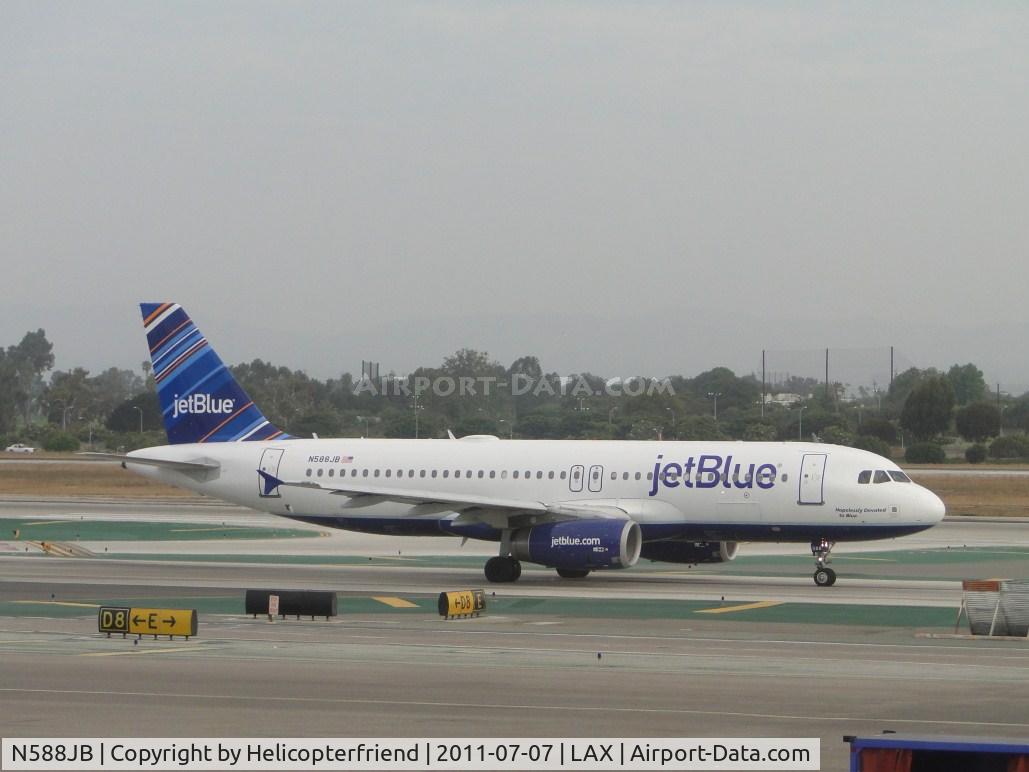 N588JB, 2004 Airbus A320-232 C/N 2201, Hopelessly devoted to blue is taxiing to runway 24L for take off