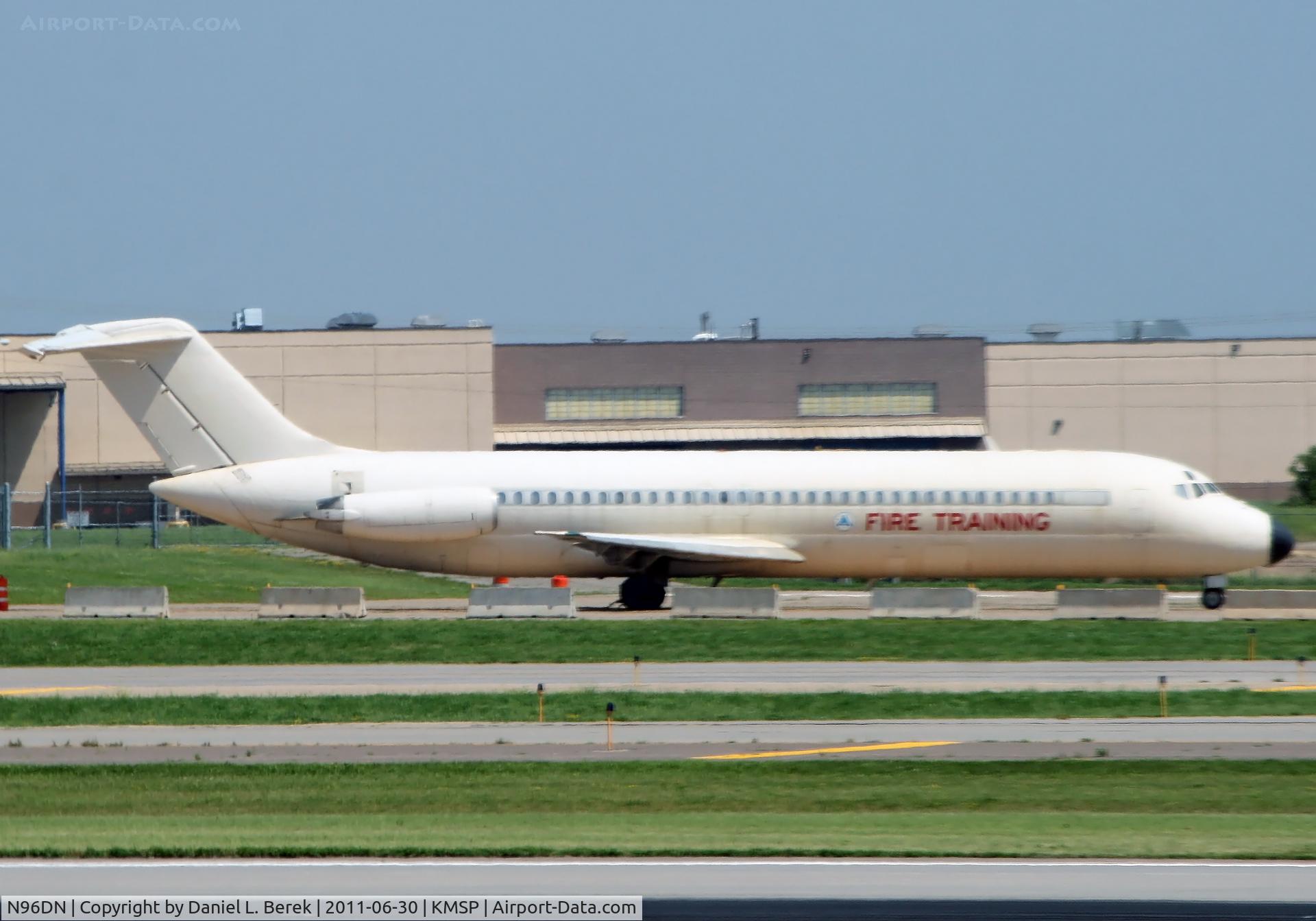 N96DN, 1968 Douglas DC-9-31 C/N 47256, This poor aircraft, a former Northwest bird, has been grounded since being struck by a fuel truck in 2005.  She is now for fire training.