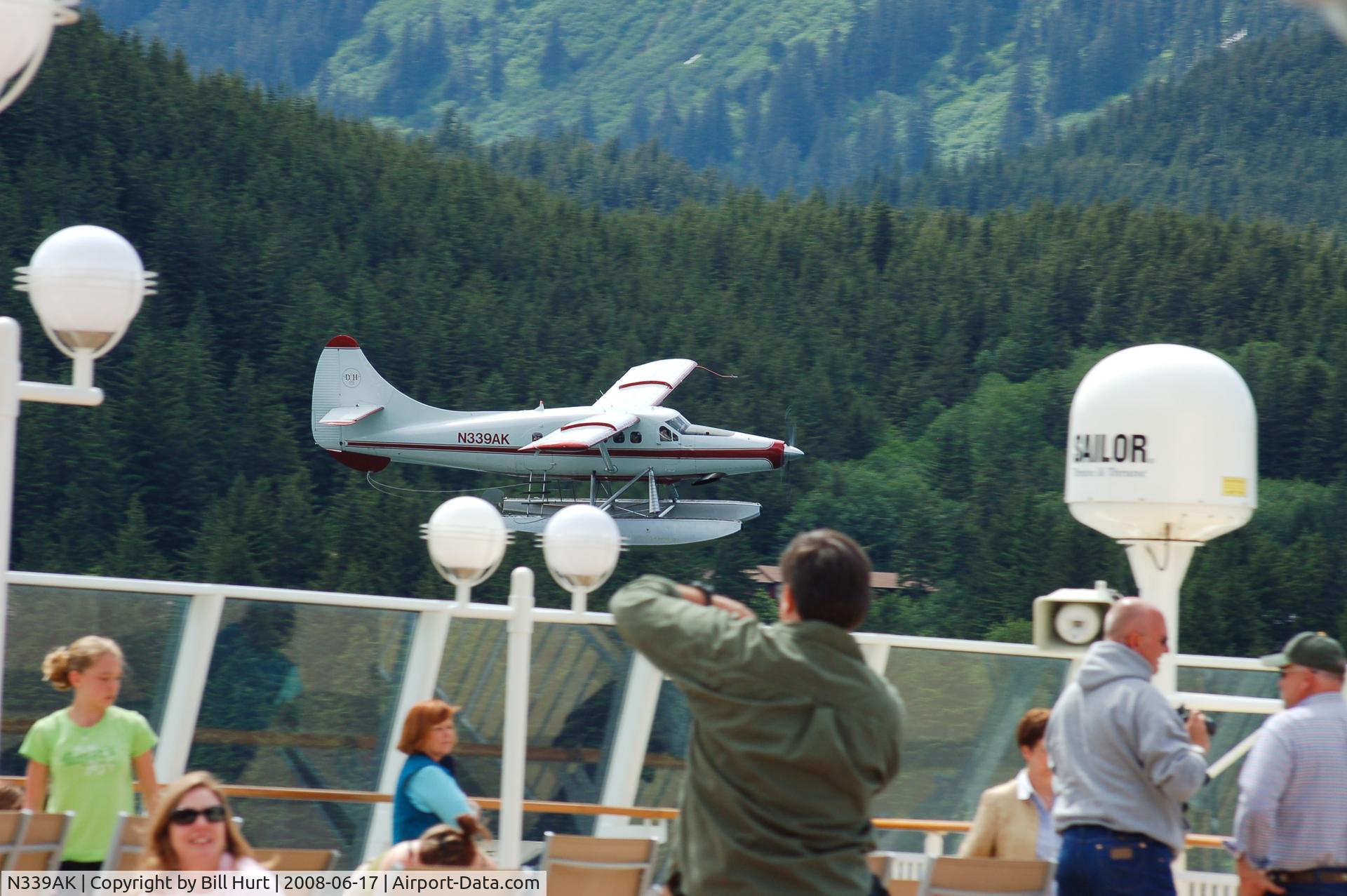 N339AK, 1965 De Havilland Canada DHC-3 Otter C/N 454, This pilot decided to do a close fly by of the cruise ship I was on at the time. The close the better as far as I was concerned.