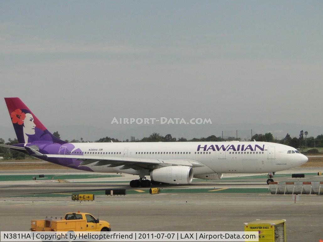 N381HA, 2010 Airbus A330-243 C/N 1114, Taxiing to runway 24L for take off