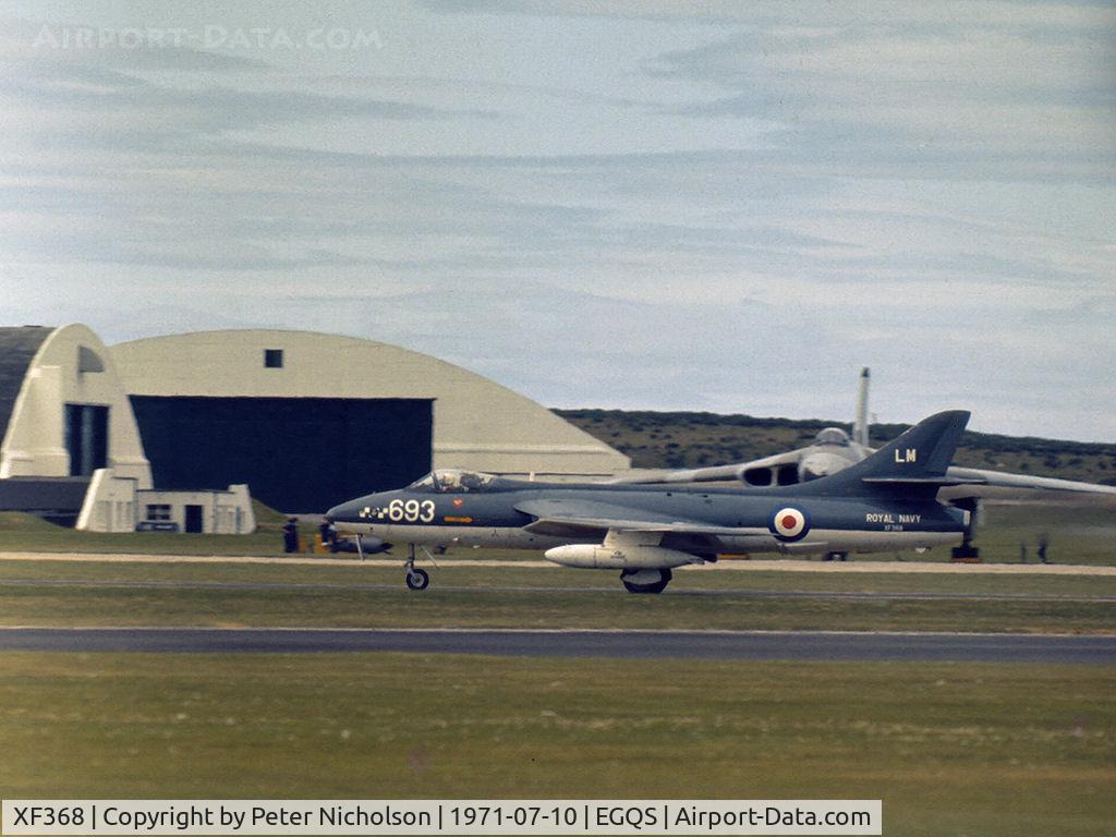 XF368, 1956 Hawker Hunter GA.11 C/N HABL-003097, Hunter GA.11 of 764 Squadron on display at the 1971 RNAS Lossiemouth Airshow.