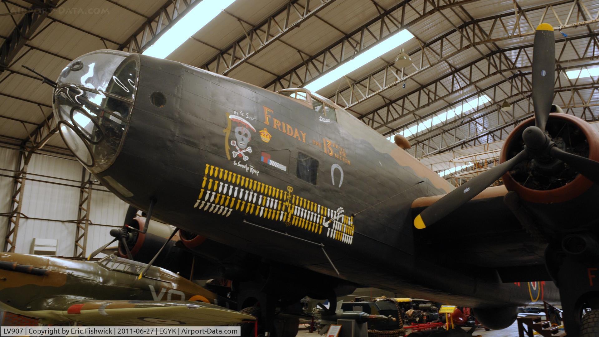 LV907, Handley Page HP-59 Halifax III C/N HR792, LV907 at Yorkshire Air Museum. (Painted on one side as 