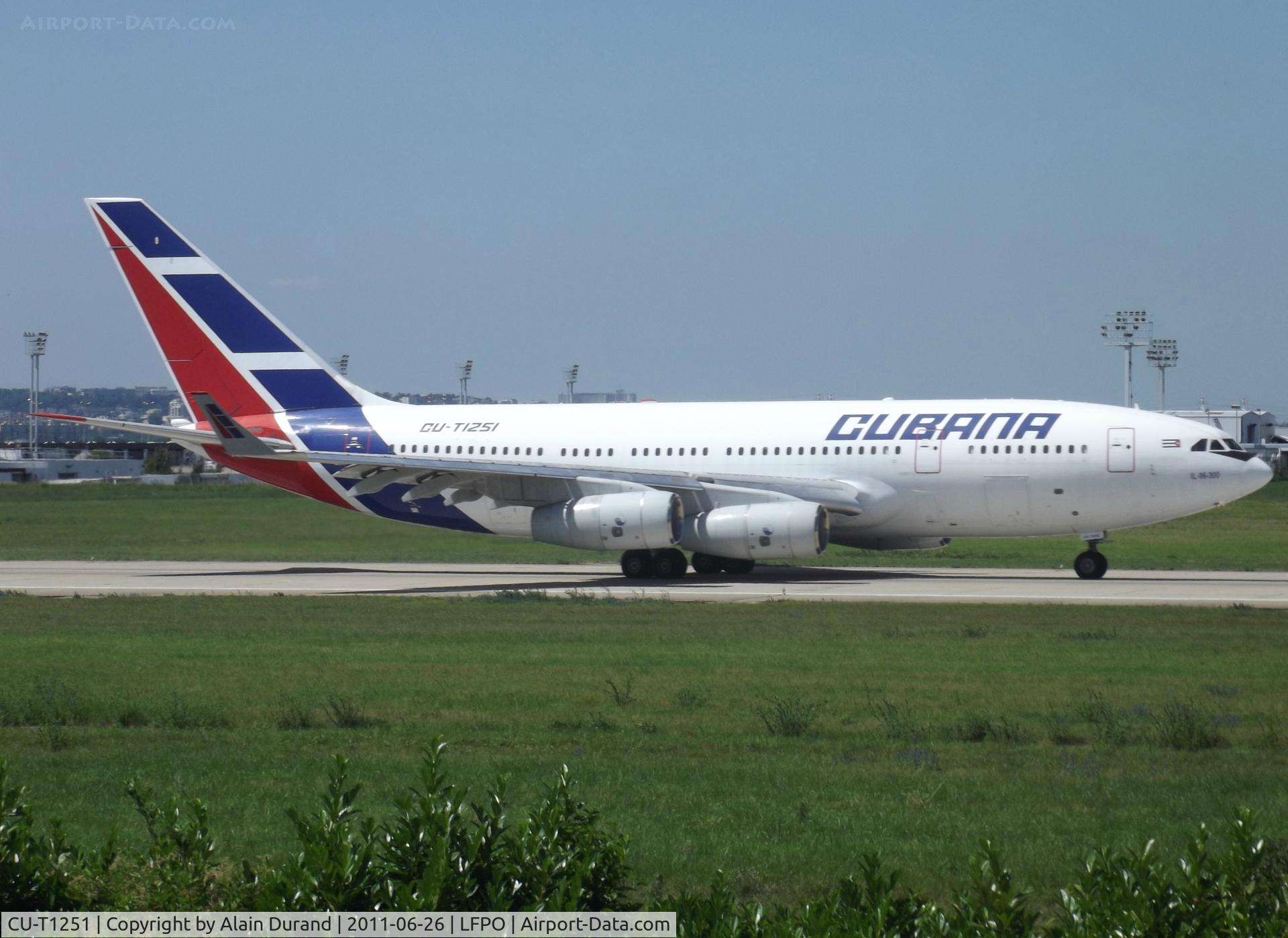 CU-T1251, 2006 Ilyushin IL-96-300 C/N 73393202016, On runway 08/26, seconds from starting the taking-off roll. CUB has been serving ORY since 1985, initially with IL62Ms