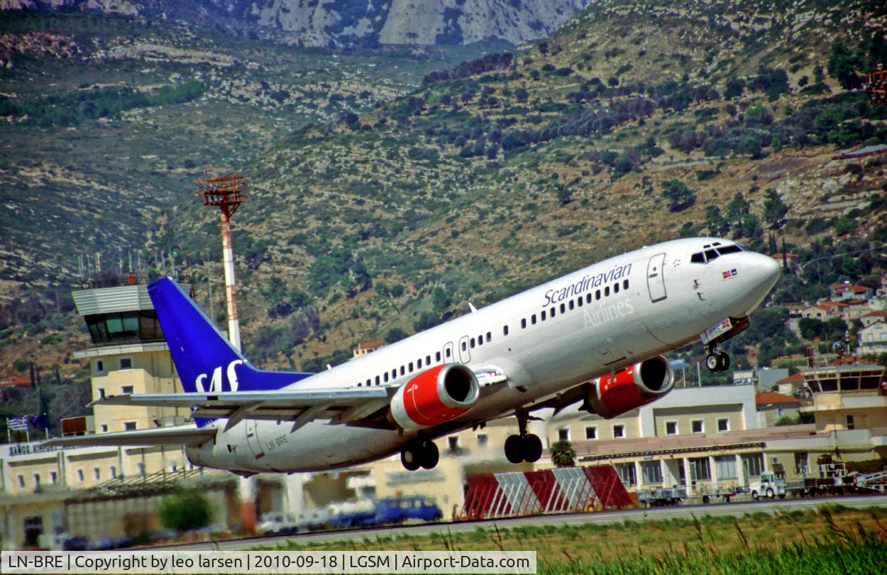 LN-BRE, 1990 Boeing 737-405 C/N 24643, T/O Samos SMI Greece 18.9.10