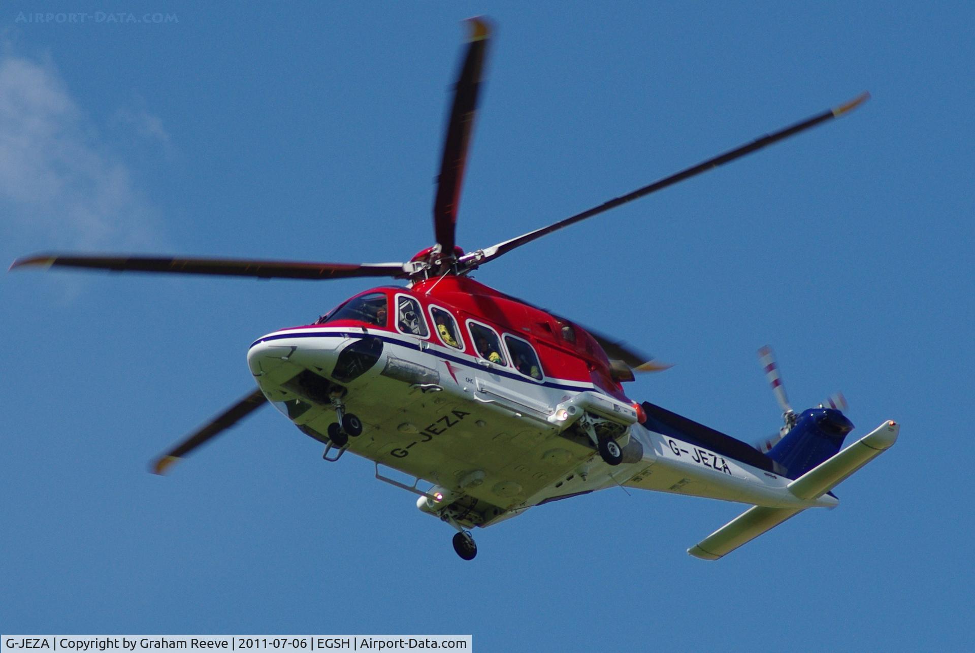G-JEZA, 2009 AgustaWestland AW-139 C/N 31255, On finals.