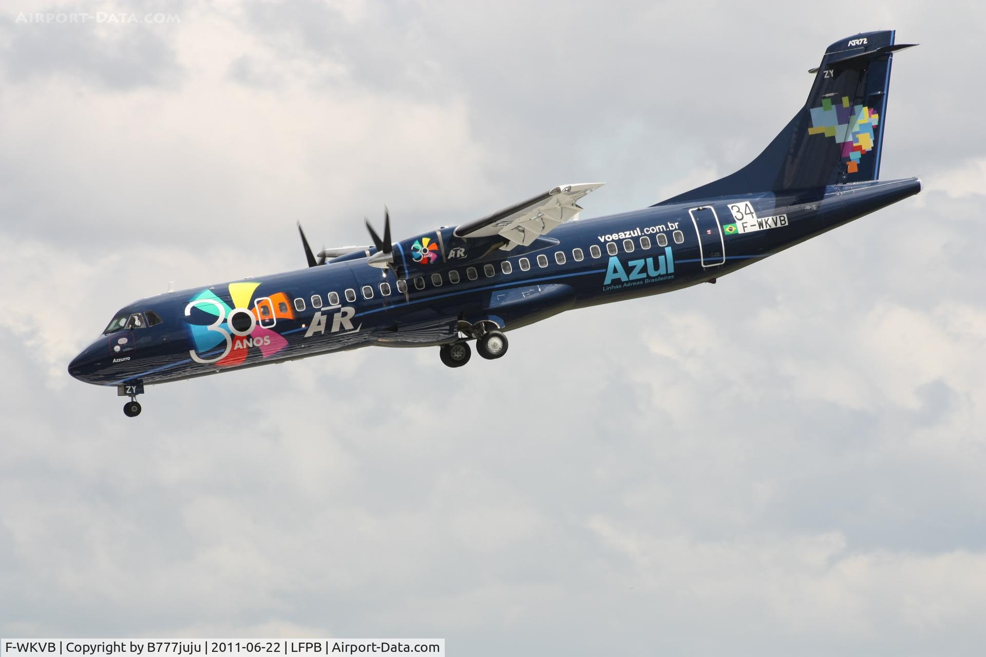 F-WKVB, 1993 ATR 72-202 C/N 365, on dispaly at SIAE 2011