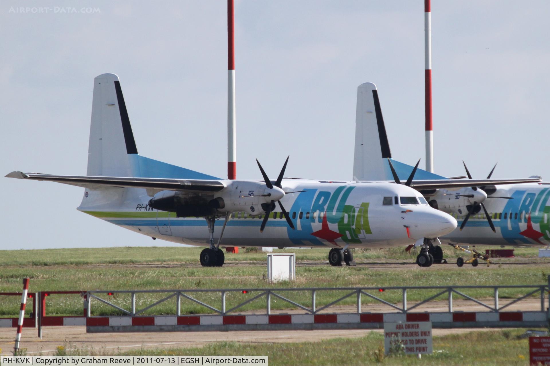 PH-KVK, 1991 Fokker 50 C/N 20219, One of two Aruba F 50's currently at Norwich.