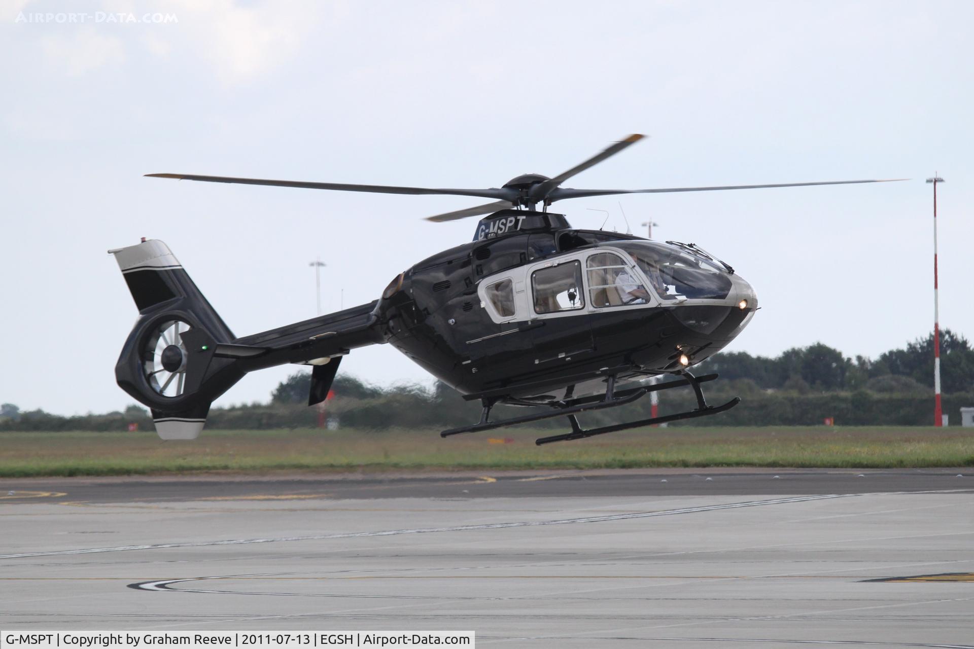 G-MSPT, 2004 Eurocopter EC-135T-2 C/N 0361, About to touch down.