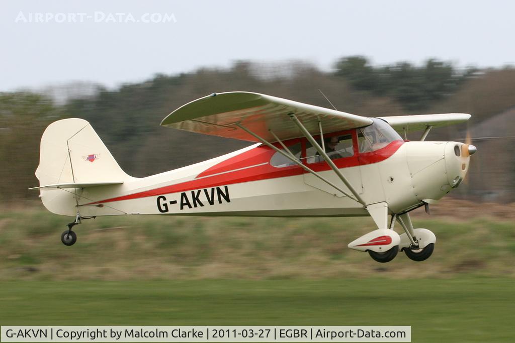 G-AKVN, 1946 Aeronca 11AC Chief Chief C/N 11AC-469, Aeronca 11AC Chief at Breighton Airfield in March 2011.