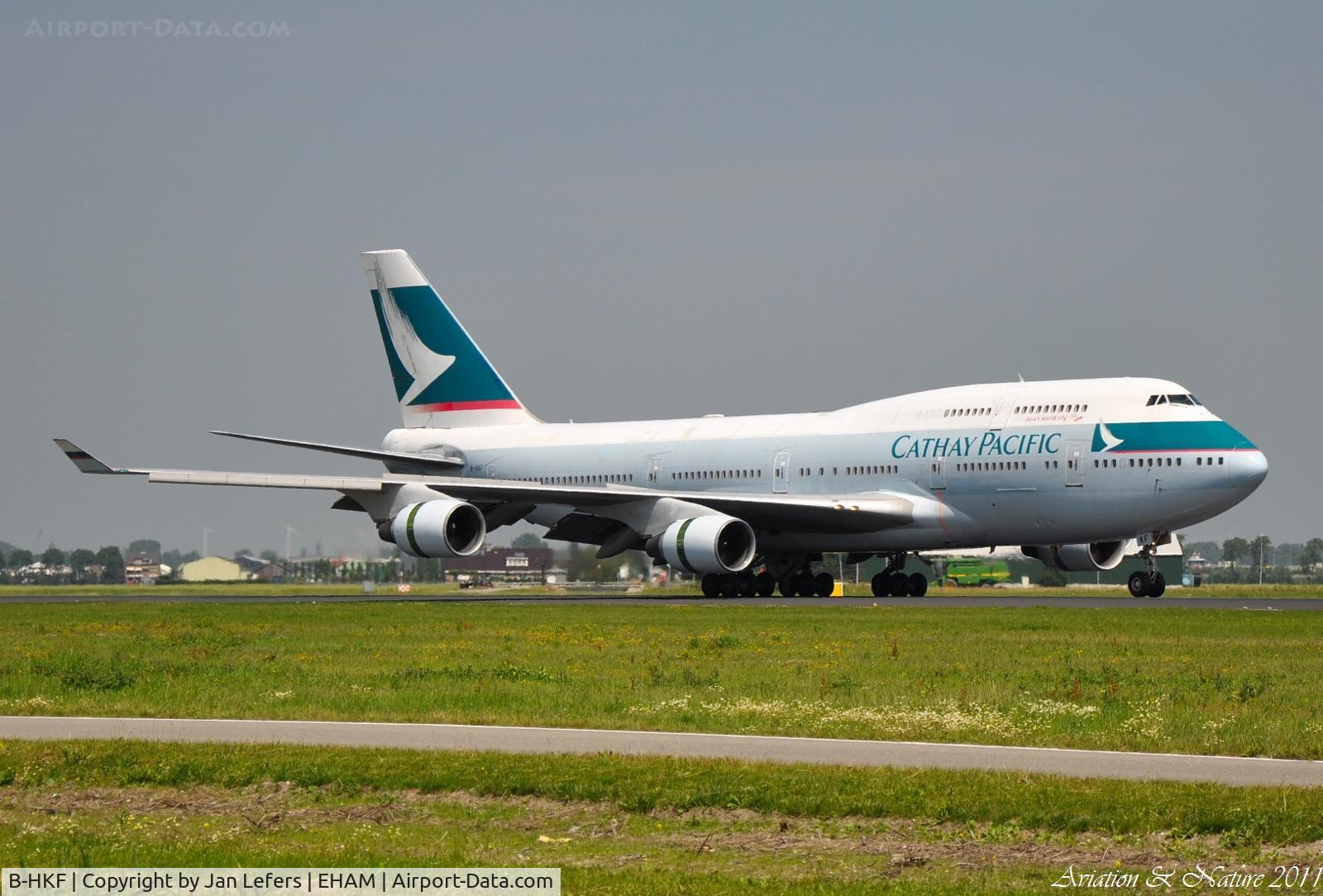 B-HKF, Boeing 747-412 C/N 25128, Landing on the Polderbaan