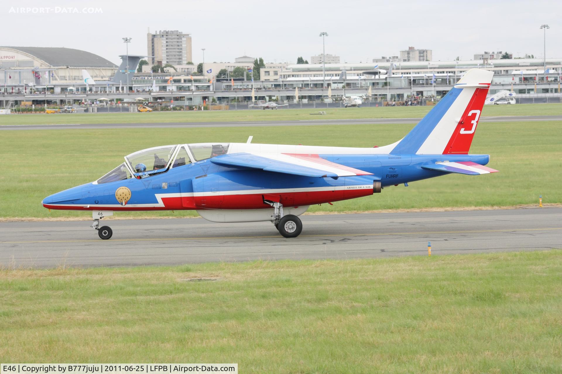 E46, Dassault-Dornier Alpha Jet E C/N E46, on display at SIAE 2011, n°3 of PAF 2011