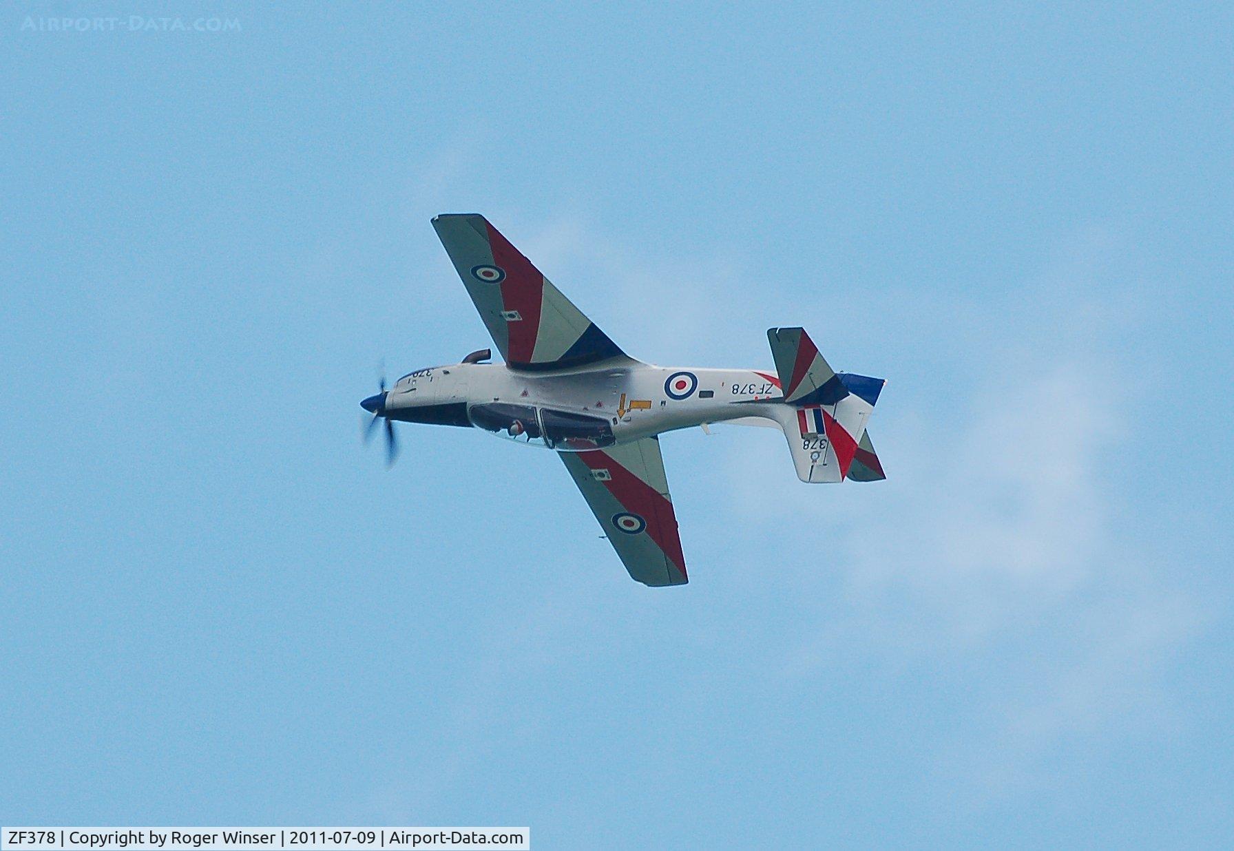ZF378, 1992 Short S-312 Tucano T1 C/N S121/T92, Off airport. Coded 378 displaying at the Wales National Airshow, Swansea Bay, Wales, UK.