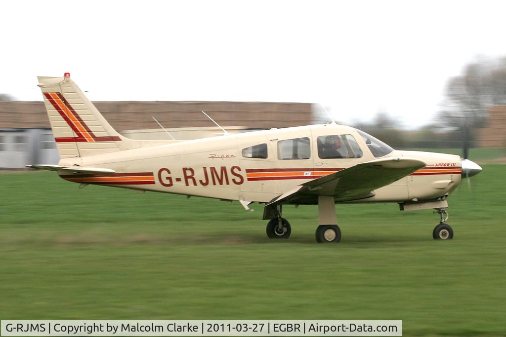 G-RJMS, 1978 Piper PA-28R-201 Cherokee Arrow III C/N 28R-7837059, Piper PA-28R-201 at Breighton Airfield in March 2011.