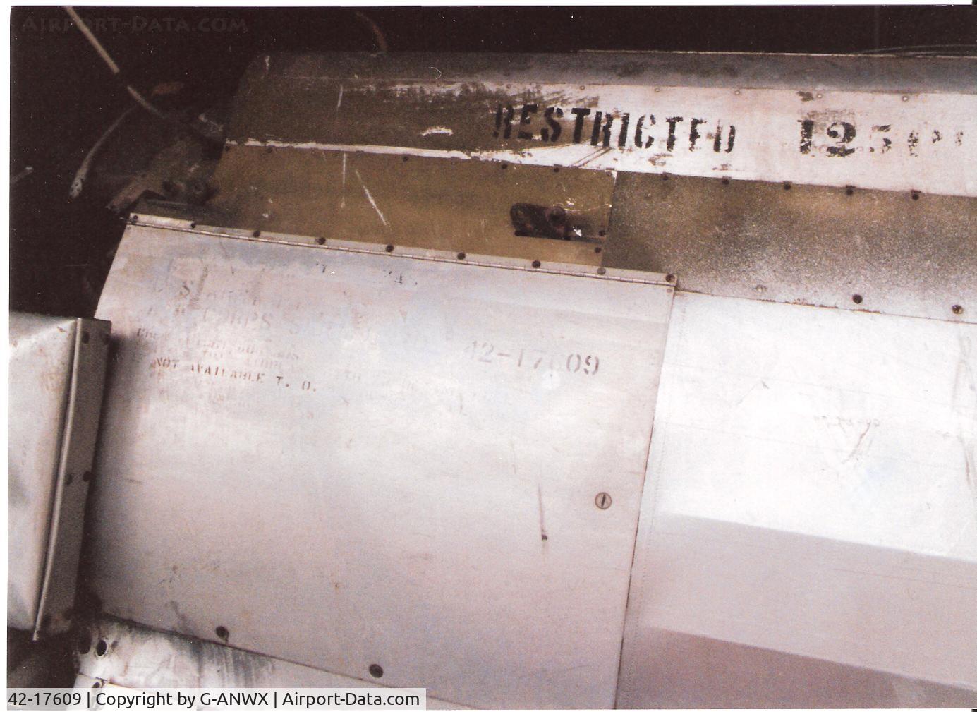 42-17609, 1942 Boeing PT-13D Kaydet (E75) C/N 75-5772, Faded I/D plate close up.