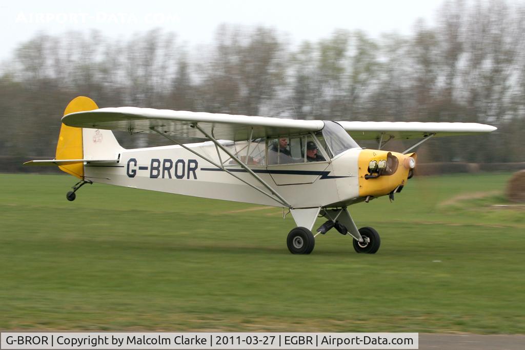 G-BROR, 1943 Piper L-4H Grasshopper (J3C-65D) C/N 10885, Piper J-3C-65 at Breighton Airfield in March 2011.