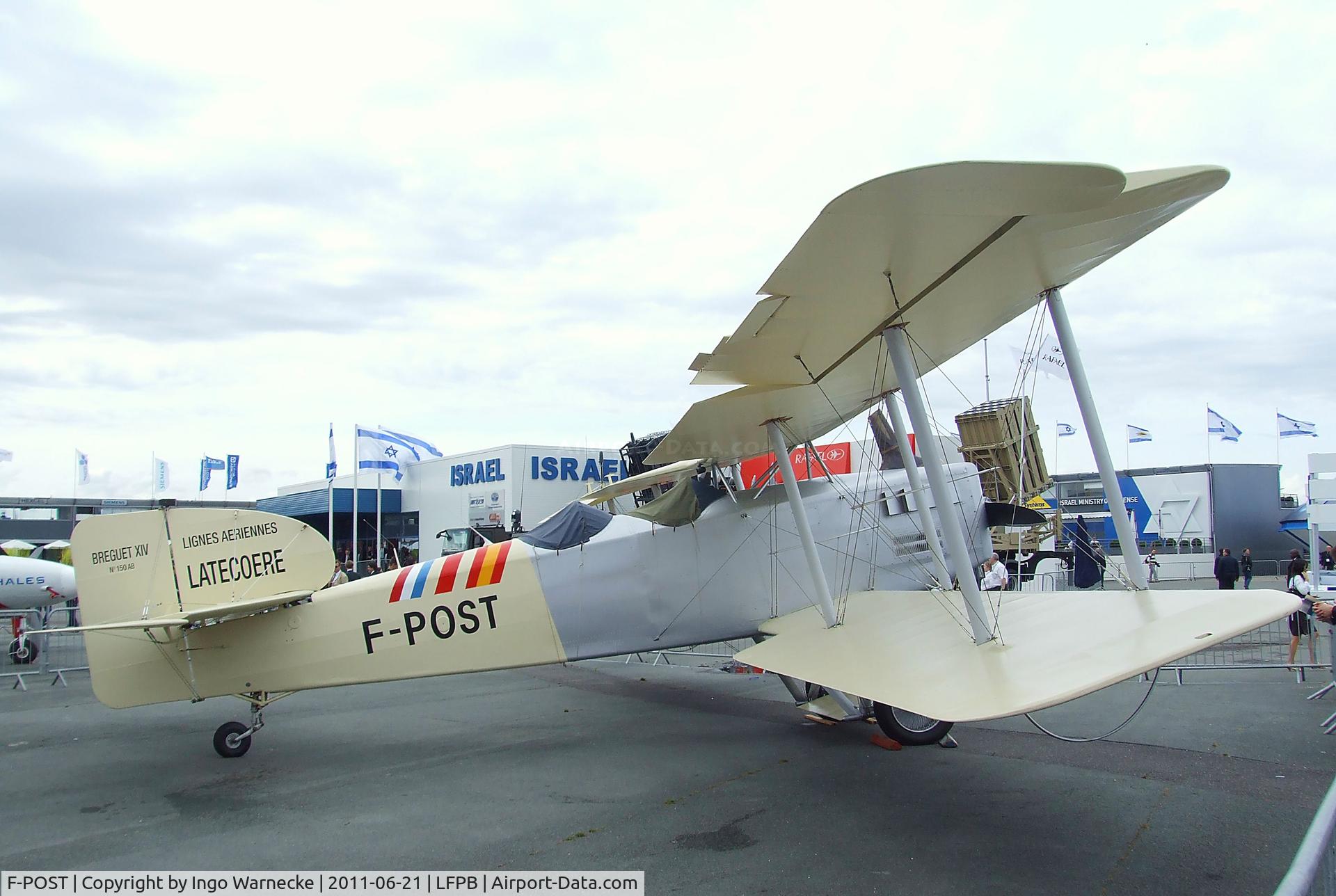 F-POST, Breguet 14P Replica C/N 150AB, Breguet Br. XIV P replica at the Aerosalon 2011, Paris