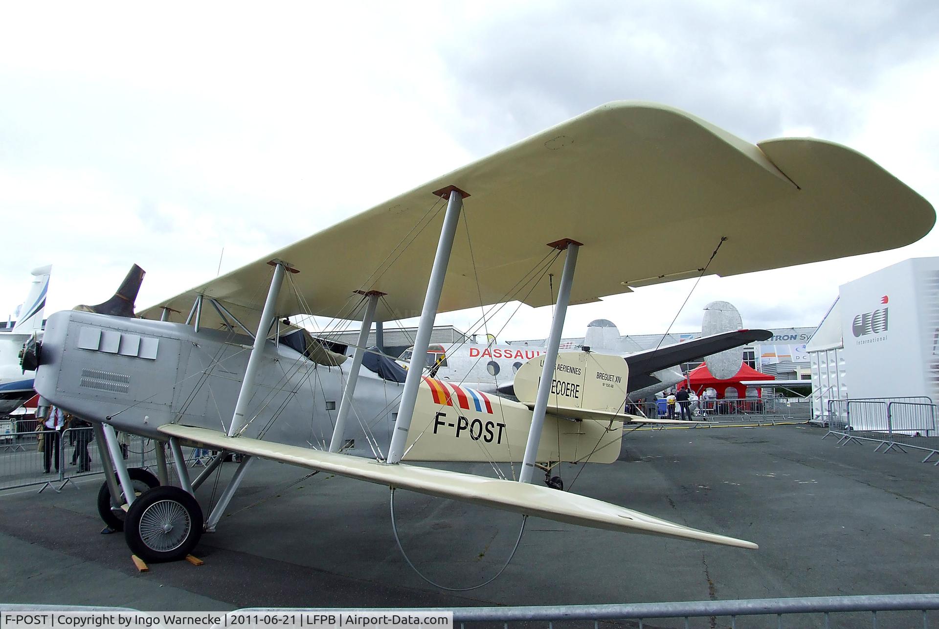 F-POST, Breguet 14P Replica C/N 150AB, Breguet Br. XIV P replica at the Aerosalon 2011, Paris